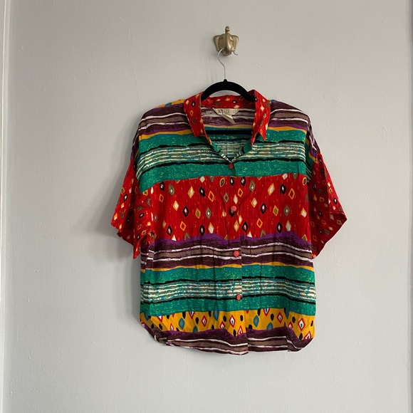 Melrose Tops - Vintage Melrose Brand 2 pc outfit (short sleeve button up with skirt)